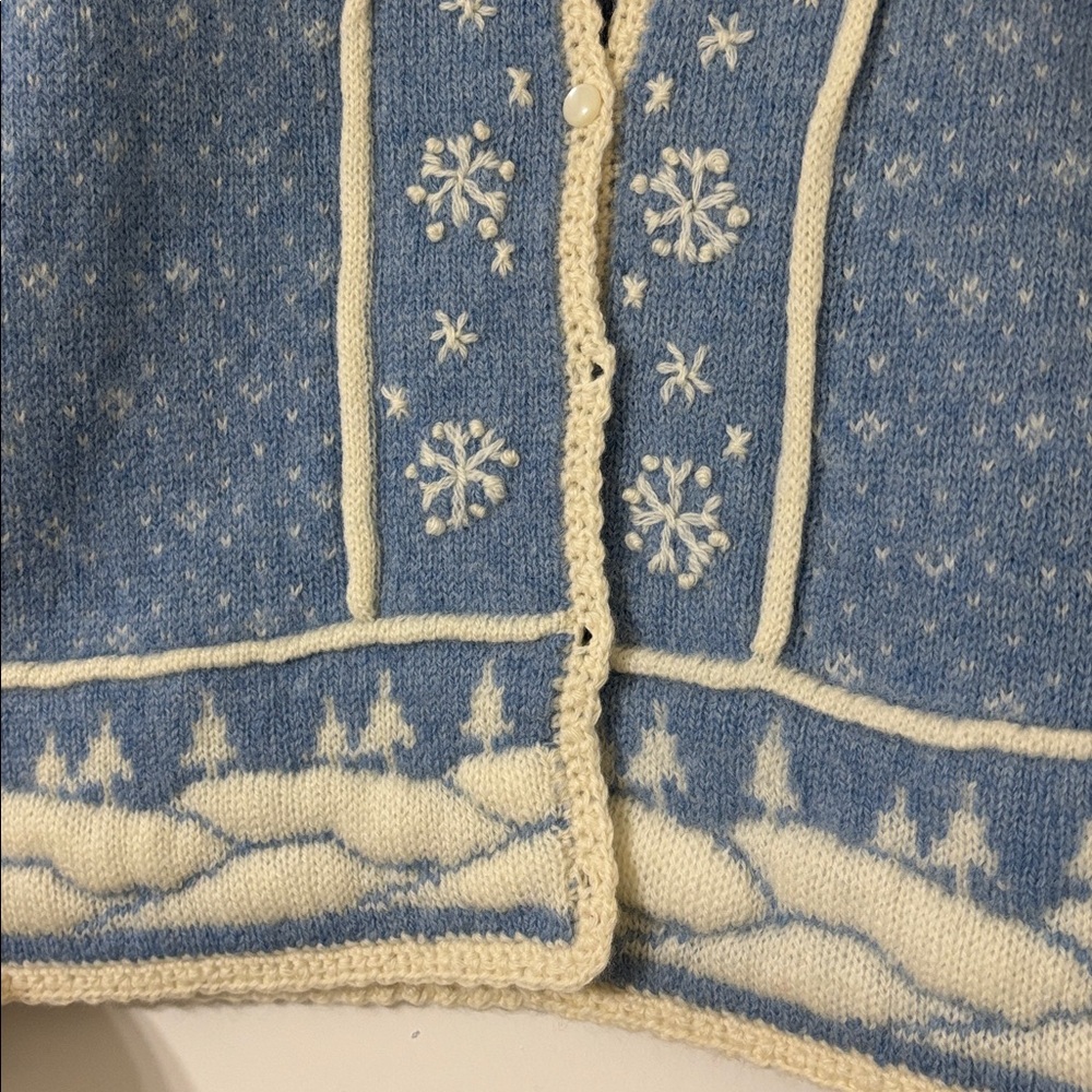 NWT Winter Wool Blue Embroidered Cardigan - Picture 3 of 3